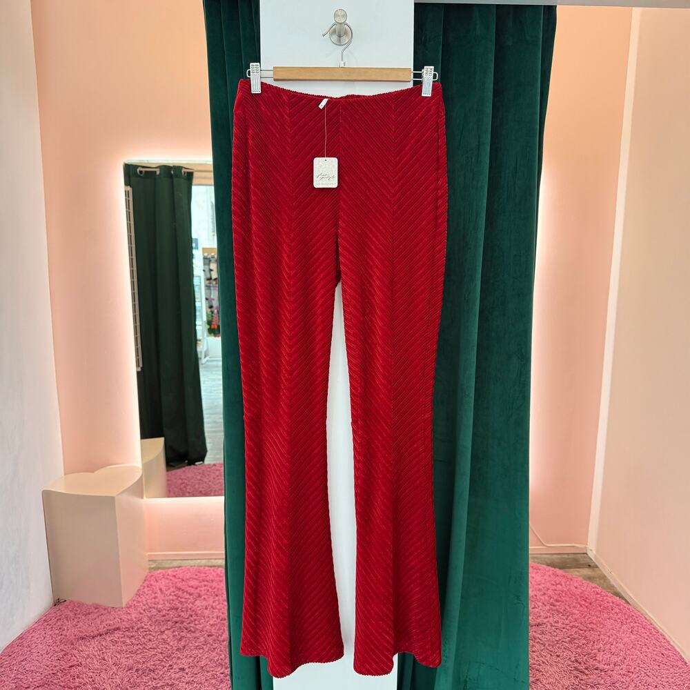 Free People Velvet Penny Pull On Flares Red Salsa M